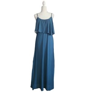 Bohme Teal Blue Off the Shoulder Maxi Dress Women's S Bridesmaid Formal